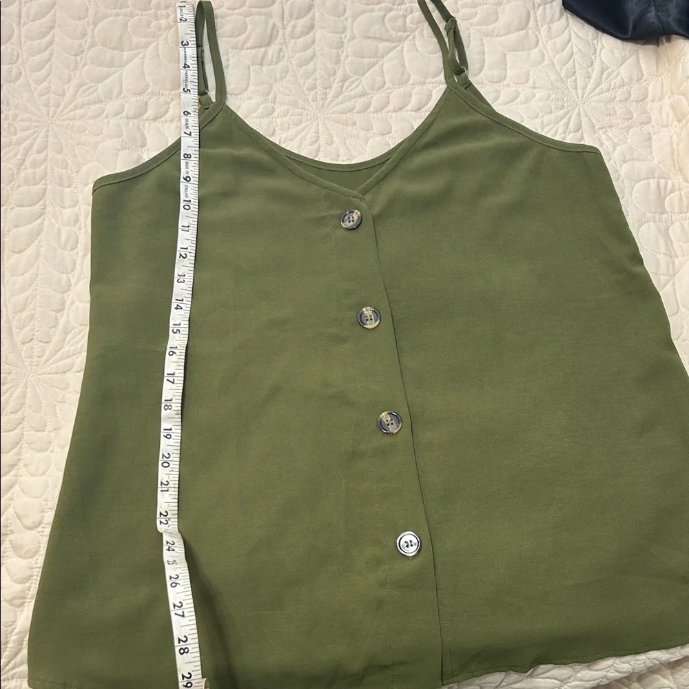 Olive Green Button-Down Camisole Top - Picture 5 of 5